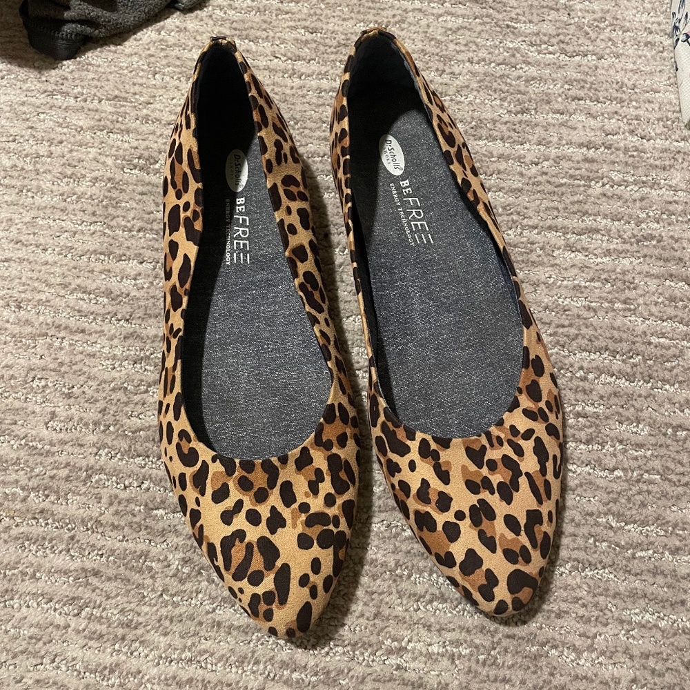 Leopard Print Pointed Flats - Size 11